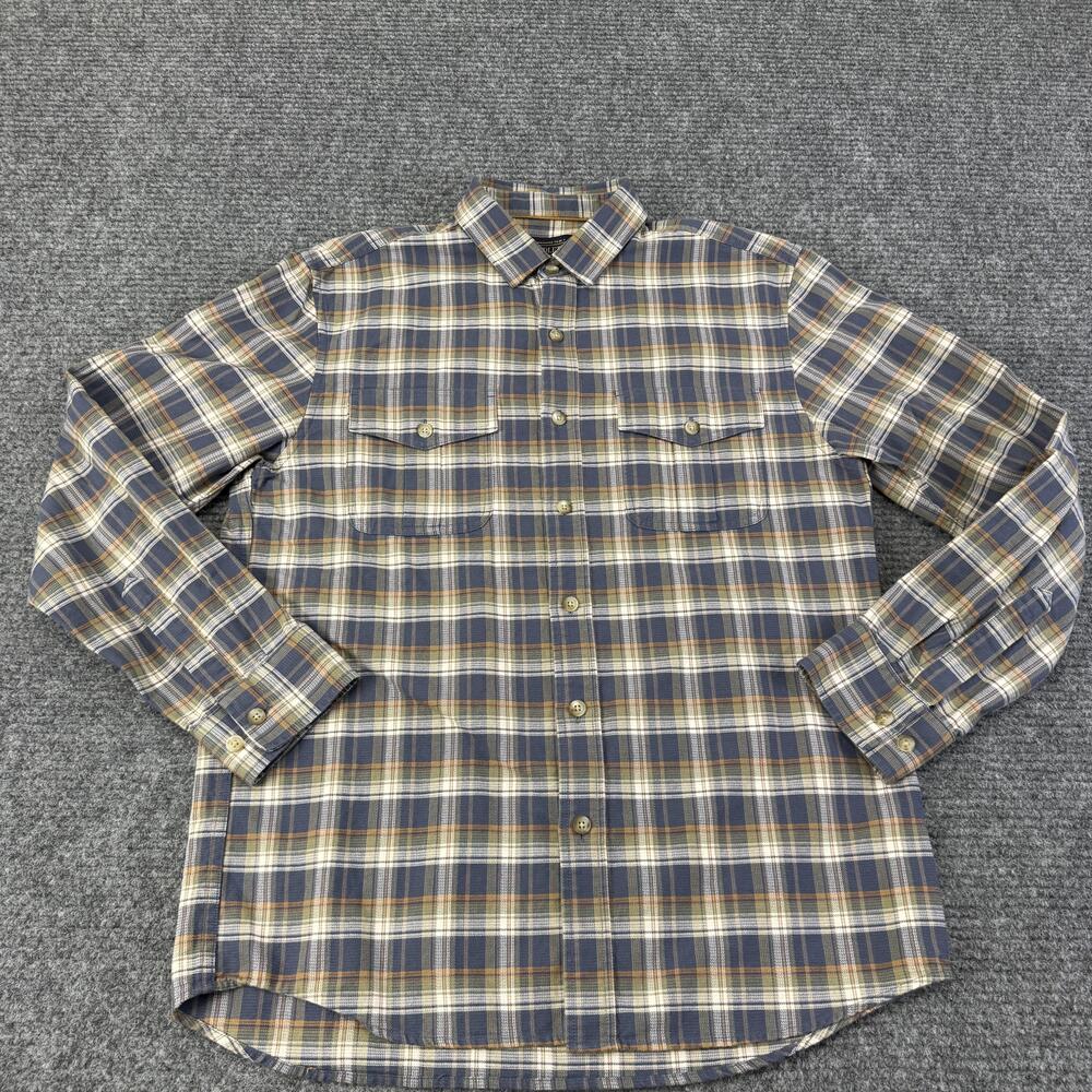 Pendleton Shirt Mens Medium Blue Plaid 100% Cotton Long Sleeve Button Up Casual